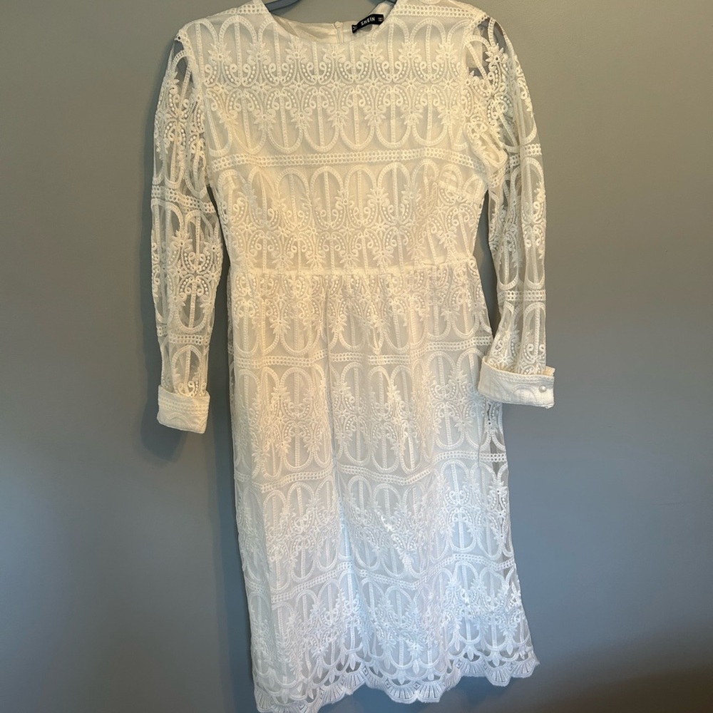 SHEIN Elegant White Lace Dress